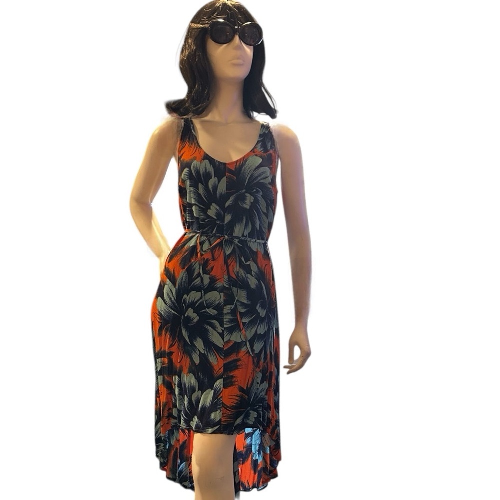 Maeve Anthropologie Tropical Floral Hi Low Dress Size 8 Resort Vacation Wear